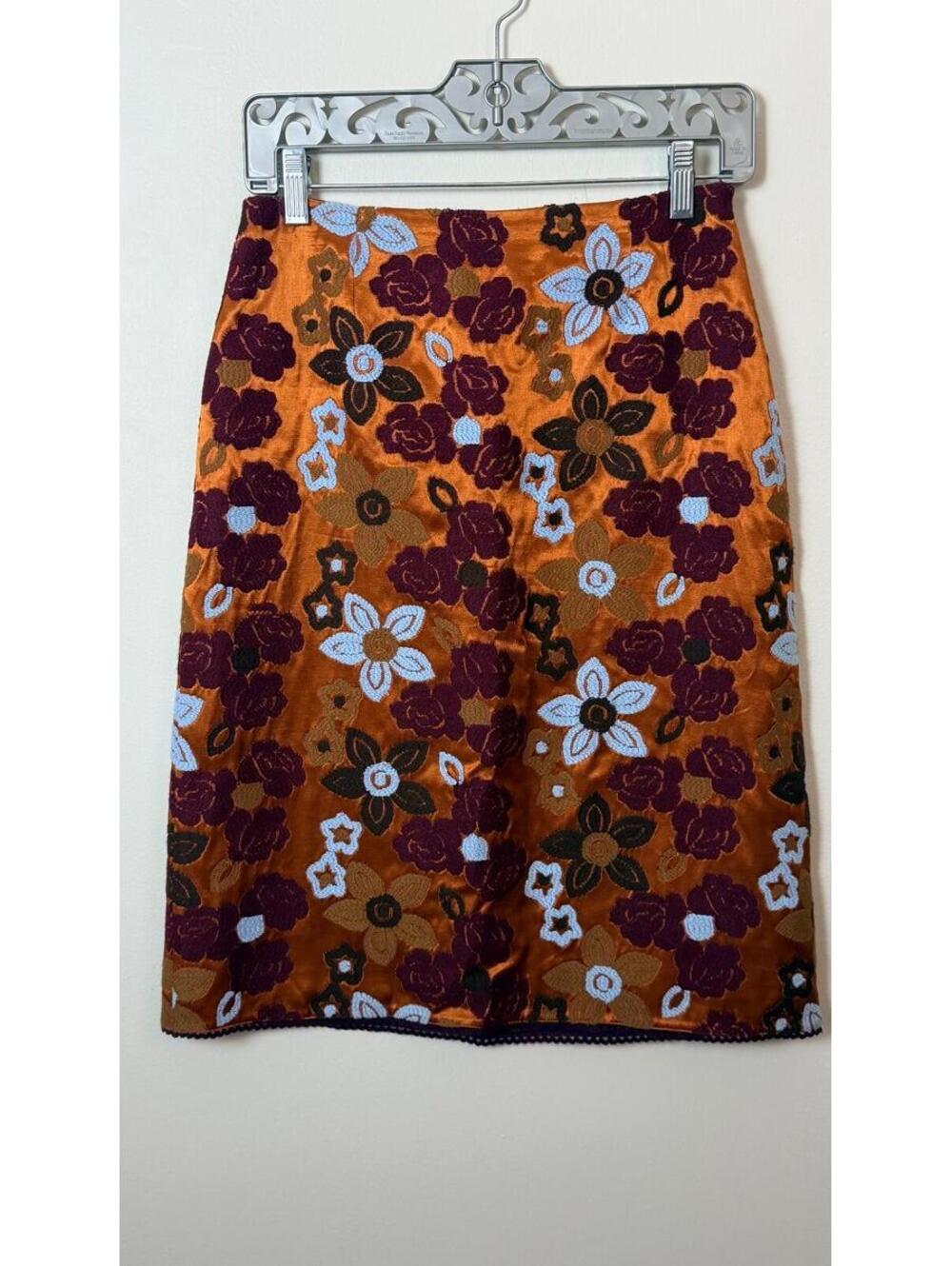NANETTE LEPORE METALLIC FLOCKED CROCHET PENCIL SKIRT 4